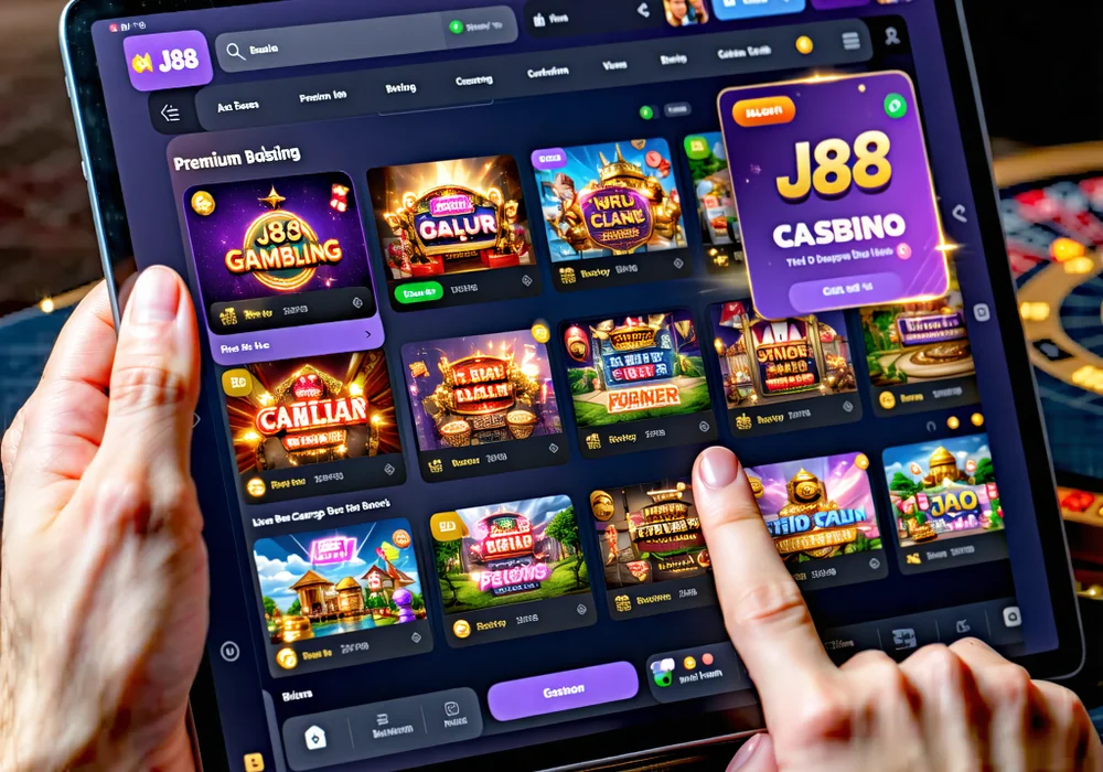 Hình ảnh minh họa người chơi đang lựa chọn trò chơi điện tử trên giao diện J88