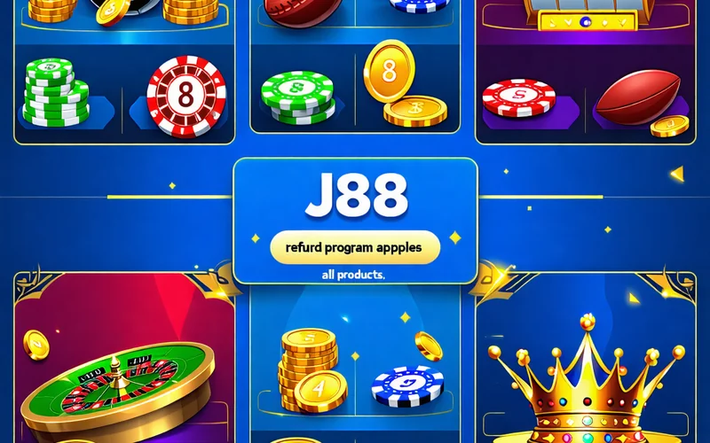 Hình ảnh minh họa các danh mục trò chơi đa dạng của J88 được áp dụng hoàn trả