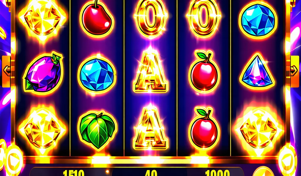 Giao diện trò chơi Slot hiển thị các cuộn, dòng thanh toán và các biểu tượng Wild, Scatter