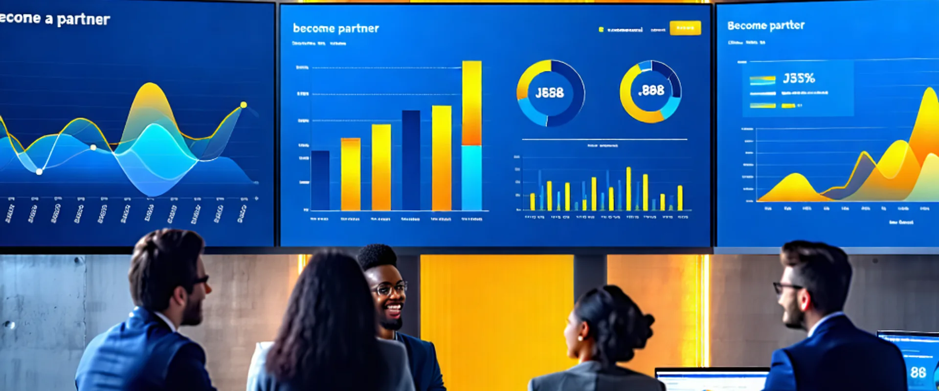 Hình ảnh đối tác J88 đang làm việc cùng nhau với biểu tượng thành công và thu nhập