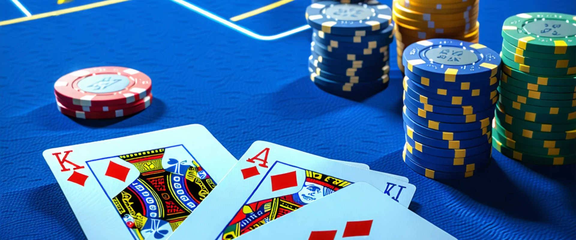 Hình ảnh sảnh trò chơi bài J88 sôi động với các lá bài và chip