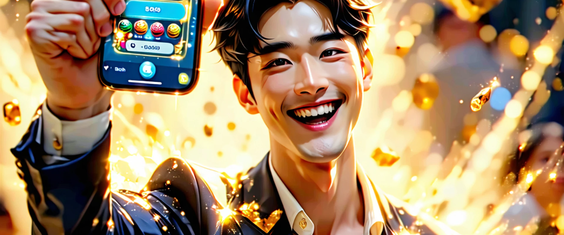 Hình ảnh người chơi J88 ăn mừng chiến thắng xổ số với niềm vui rạng rỡ