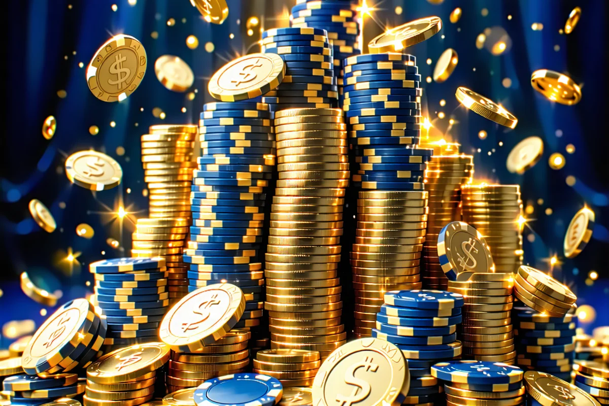 Đống tiền mặt tượng trưng cho giải jackpot khủng