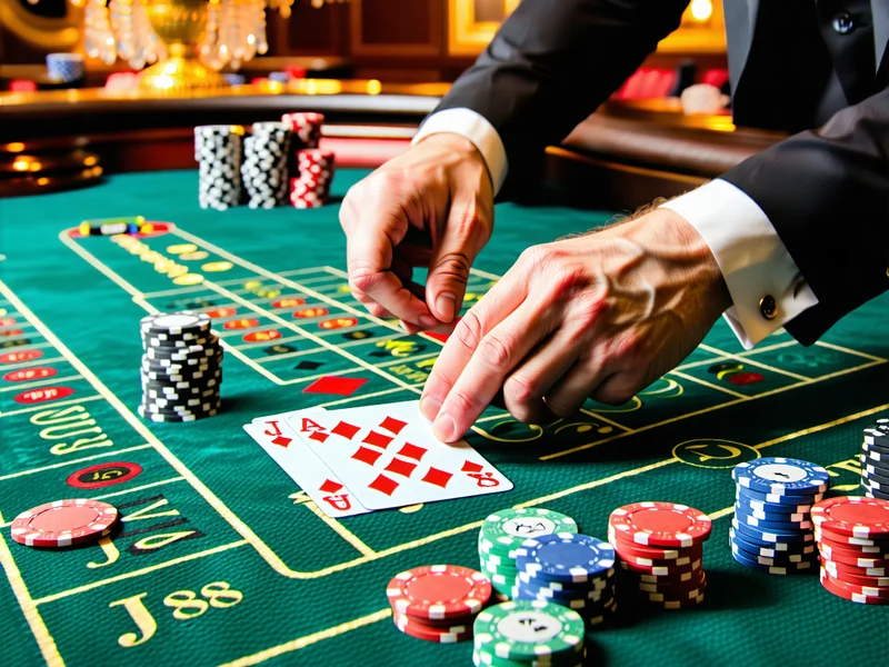 Hình ảnh bàn chơi casino trực tuyến tại J88, có người chia bài thật và các trò Baccarat, Roulette.