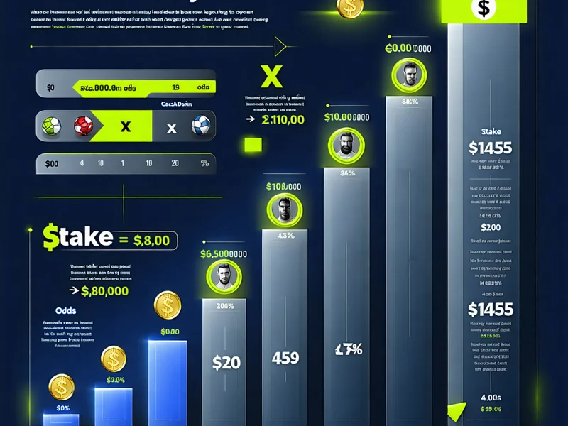 Hình ảnh minh họa cách tính tỷ lệ cược và thanh toán, với các con số, biểu đồ và tiền tệ