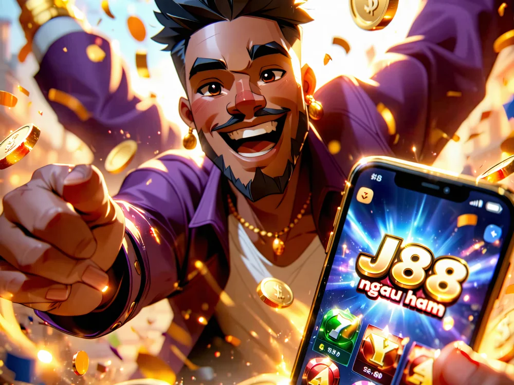 Một người chơi đang vui mừng chiến thắng Ngầu Hầm trên giao diện J88