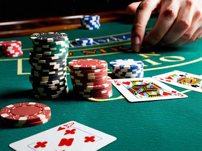 Bàn chơi Poker với chip và bài J88