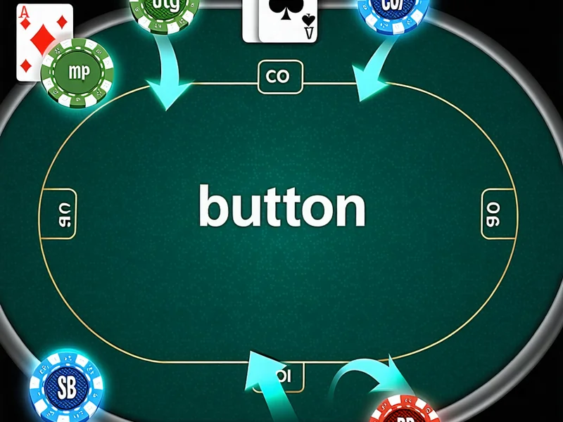 Hình ảnh sơ đồ bàn poker với các vị trí khác nhau, minh họa tầm quan trọng của vị trí trong Texas Hold'em tại J88