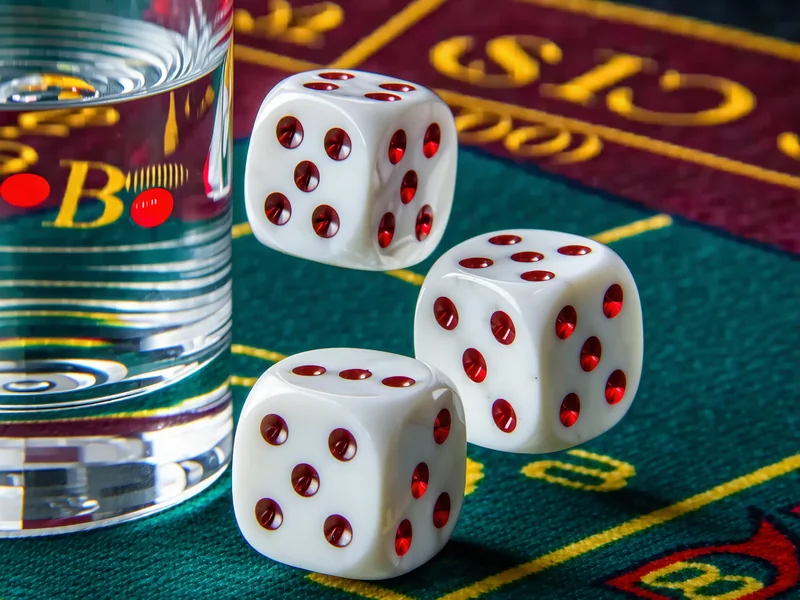 Ba viên xúc xắc Sic Bo đang được lắc trên bàn chơi tại J88