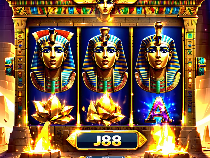 Hình ảnh trò chơi slot video J88 với chủ đề Ai Cập cổ đại và các biểu tượng Pharaoh